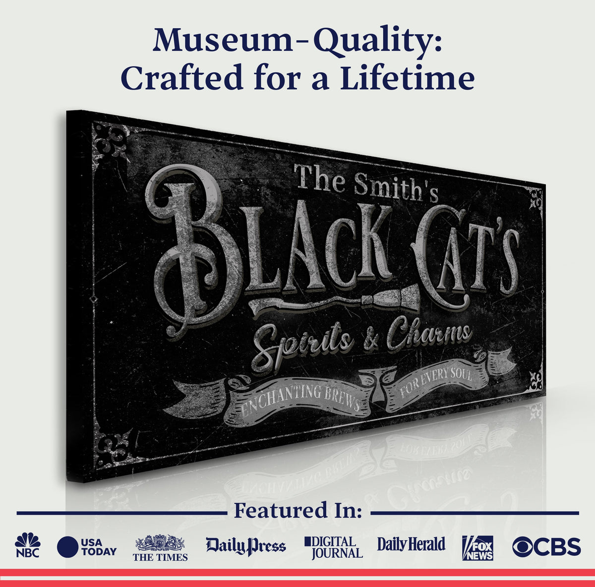 Black Cat’s Spirits & Charms Bar Halloween Sign III by Tailored Canvases