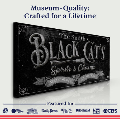 Black Cat’s Spirits & Charms Bar Halloween Sign III by Tailored Canvases