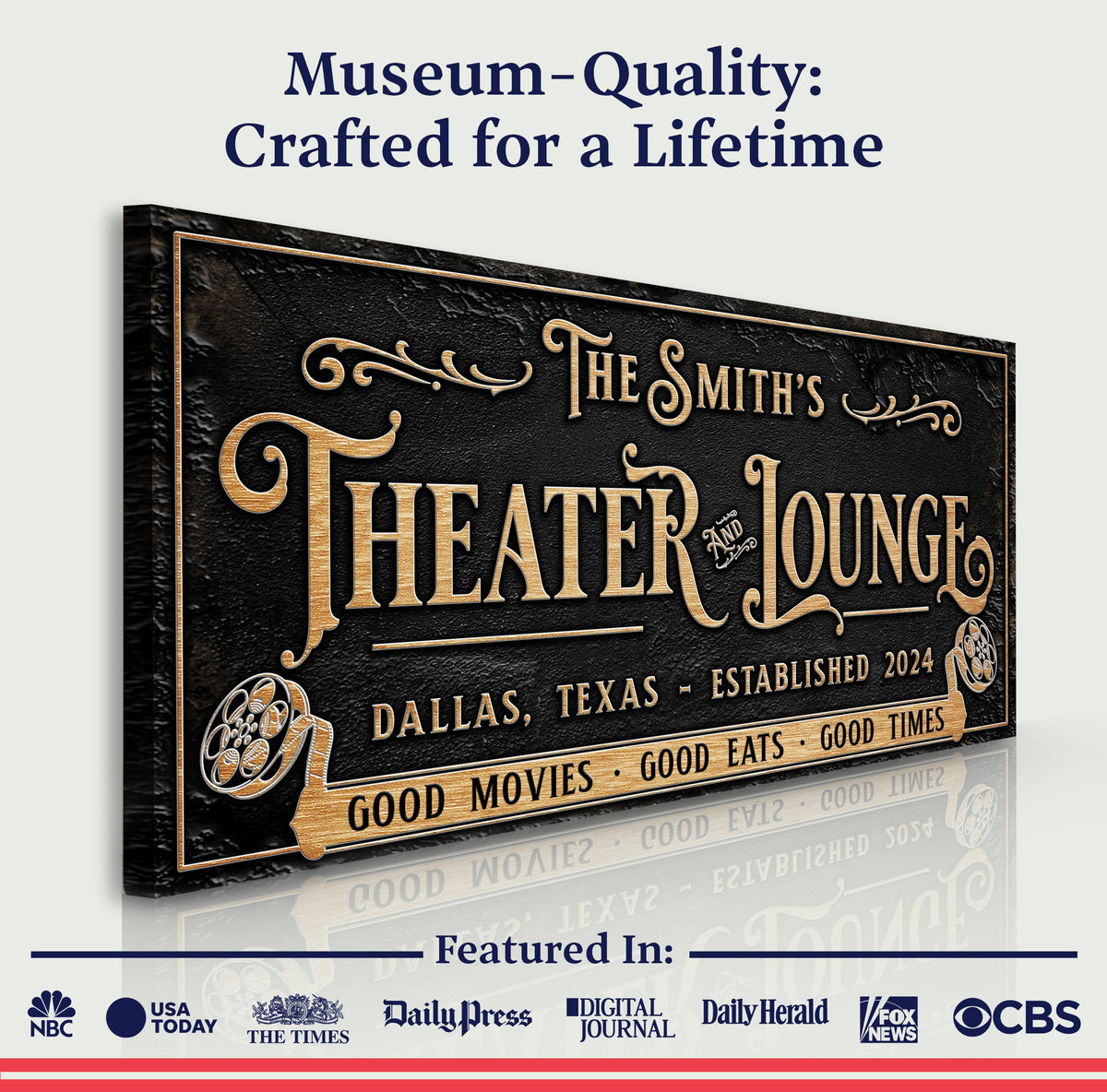 Personalized Theater Sign II by Tailored Canvases
