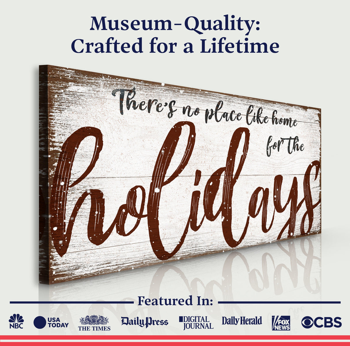 There's No Place Like Home for The Holidays Christmas Sign by Tailored Canvases