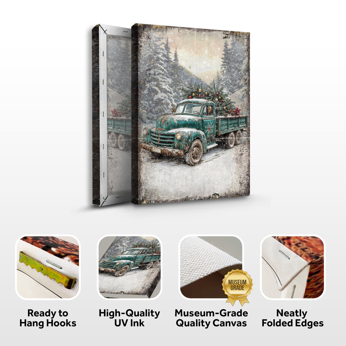 Vintage Truck With Christmas Tree Wall Art by Tailored Canvases