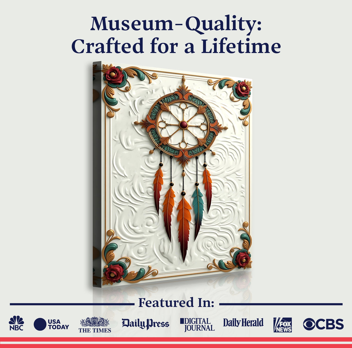 Museum-quality canvas detail, 3D Whispering Feathers Wall Art III canvas by Tailored Canvases