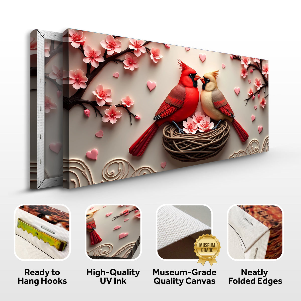 3D Cardinals Wall Art VI canvas by Tailored Canvases, view 2