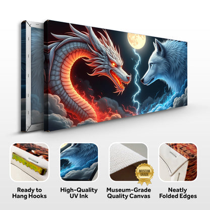 3D Dragon and Wolf Wall Art III canvas by Tailored Canvases, view 2