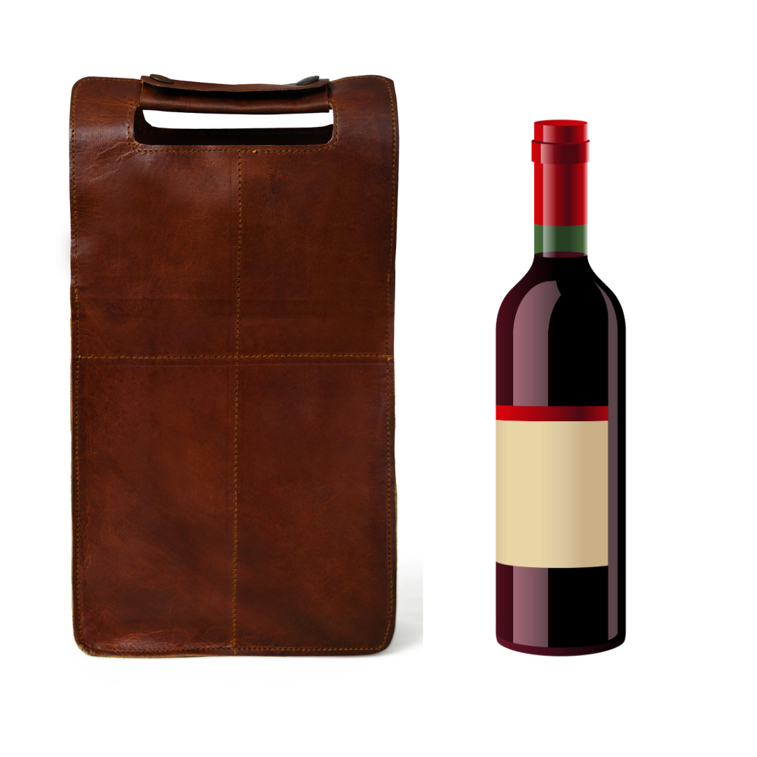 Wine Bottle Leather Cover by Classy Leather Bags