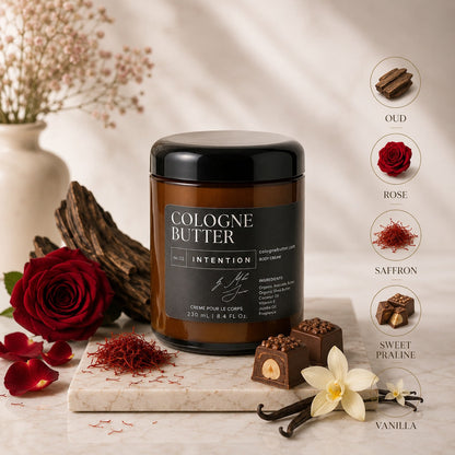 INTENTION – Luxury Fragrance Body Butter | Oud, Rose & Vanilla Cologne Scent Moisturizing Skin Butter | Cologne Butter by CB