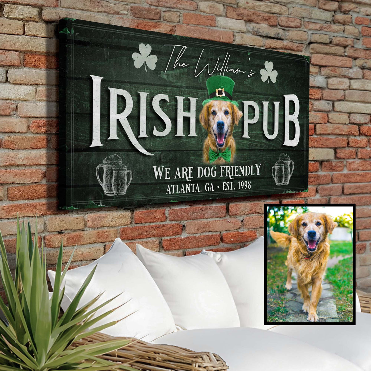 Irish Pub Dog Portrait Sign by Tailored Canvases