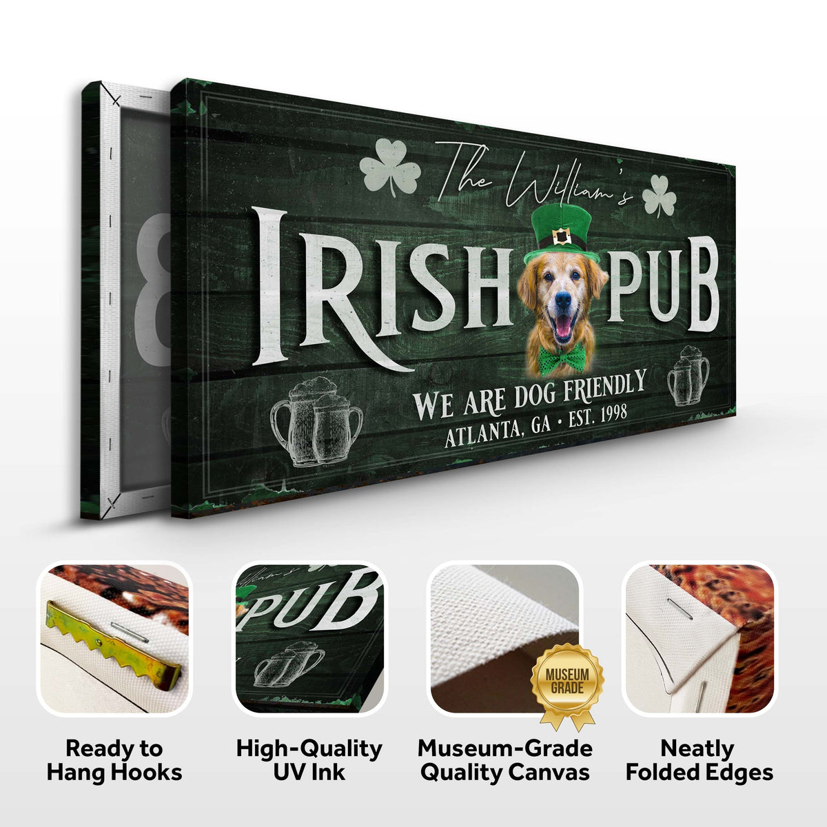 Irish Pub Dog Portrait Sign by Tailored Canvases