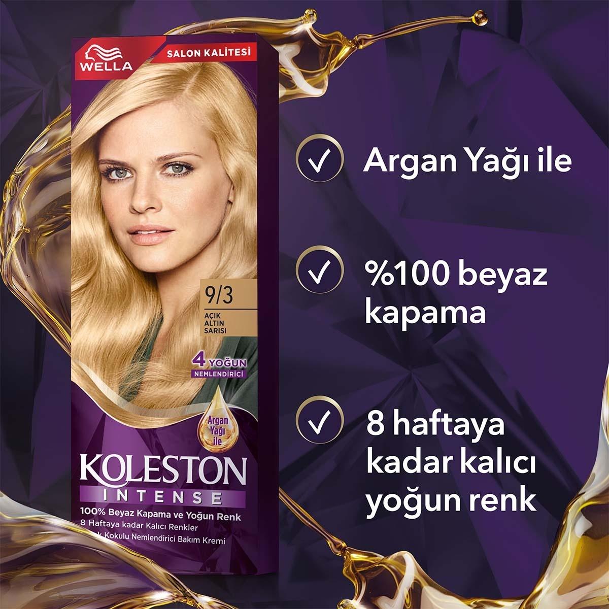 Wella Koleston Intense 9/3: Light Golden Blonde Hair Dye - 100% Gray Coverage, Argan Oil, and Long-Lasting Color by Beauty Care Bag