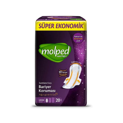 Molped Supernight Long Sanitary Pads for Night Protection 20 Count by Beauty Care Bag