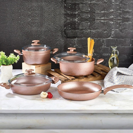 Papilla Pink Tuscany 7-piece non-stick cookware set