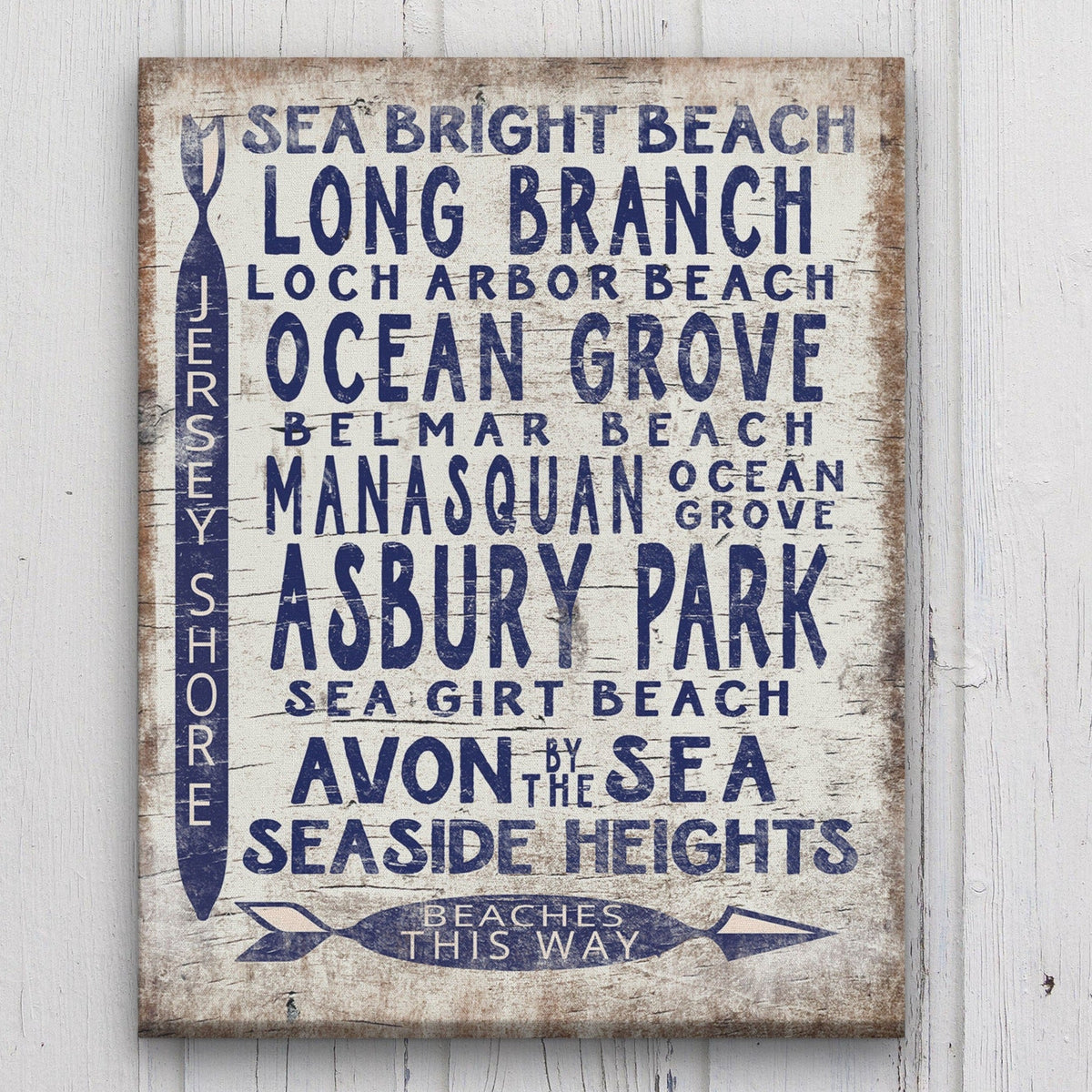 Vintage Jersey Shore Beach Sign | Asbury park, Sea Girt, Manasquan, Seaside Heights by Off The Square Designs