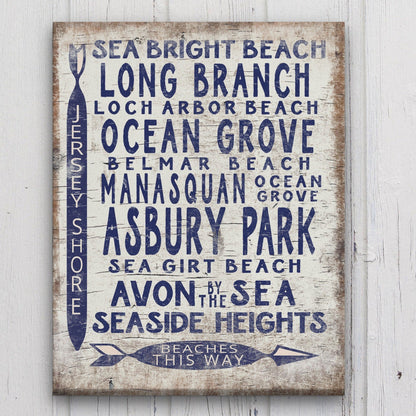 Vintage Jersey Shore Beach Sign | Asbury park, Sea Girt, Manasquan, Seaside Heights by Off The Square Designs