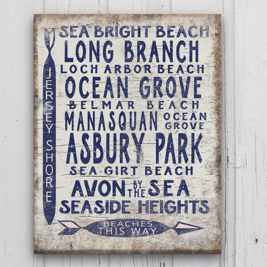 Vintage Jersey Shore Beach Sign | Asbury park, Sea Girt, Manasquan, Seaside Heights by Off The Square Designs