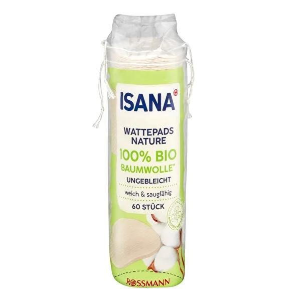 Isana Organic Cotton Pads - 60 Count, Natural Makeup Removal & Skincare by Beauty Care Bag