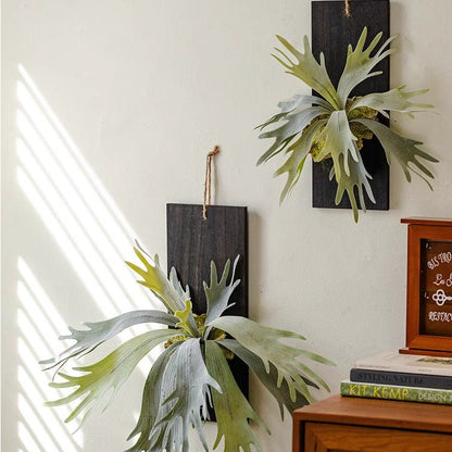 Artificial Antler Fern on Solid Wood Base by RusticReach