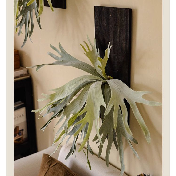 Artificial Antler Fern on Solid Wood Base by RusticReach