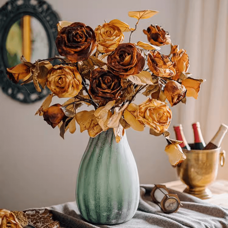 French Dried Look Faux Rose Stem 26" Tall by RusticReach