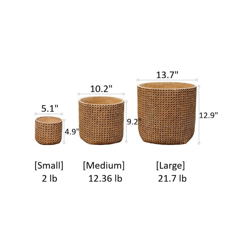 Rattan Texture Cement Planter by RusticReach