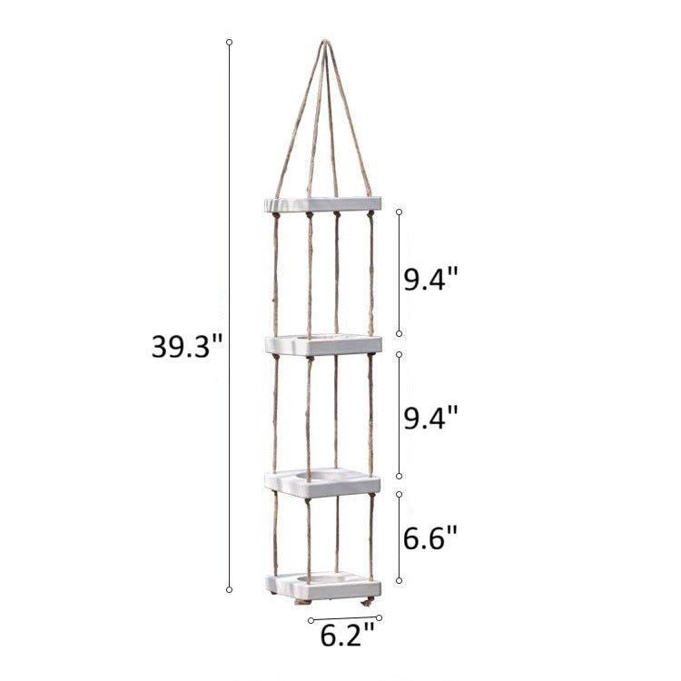Wooden Rope Hanging Plant Shelf by RusticReach
