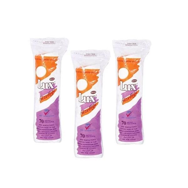 Lux Disk Makeup Removal Cotton Pads - 3x70 Pack - Gentle Skin Cleansing, Efficient Remover, Disposable Cotton Rounds for Face by Beauty Care Bag