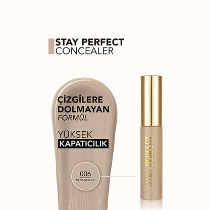 Flormar Stay Perfect Concealer: High Pigment, Long Lasting, Natural Finish - Medium Beige Coverage for Dark Circles & Blemishes by Beauty Care Bag