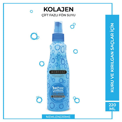 Morfose Collagen Double Phase Hair Serum - 7.44 fl oz, Heat Protectant & Softening Hair Care by Beauty Care Bag