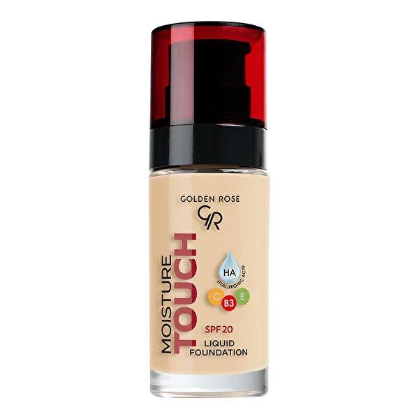 Golden Rose Moisture Touch Liquid Foundation SPF20 - Vegan, Hydrating, and Protective Coverage by Beauty Care Bag