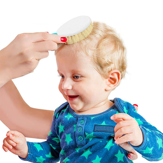 Babyjem Natural Bristle Baby Hair Brush and Comb Set - Gentle Infant Hair Care, Soft Bristles, Safe Rounded Comb by Beauty Care Bag