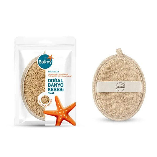 Balmy Natural Exfoliating Bath Glove - 100% Pumpkin Fiber, Double-Sided, for Oily Skin - Organic Skincare, Exfoliating Mitt by Beauty Care Bag