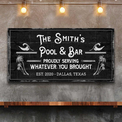 Personalized Rustic Pool Sign by Tailored Canvases