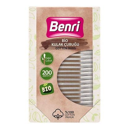 Benri Bio Cotton Swabs for Gentle Daily Care 200 Count by Beauty Care Bag