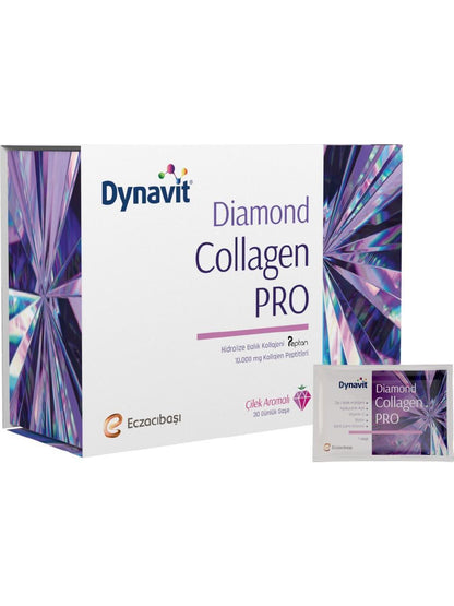 Dynavit Diamond Collagen Pro 30 Sachets - Premium Collagen Supplement with Hyaluronic Acid & Vitamin C for Skin Hydration and Anti-Aging by Beauty Care Bag