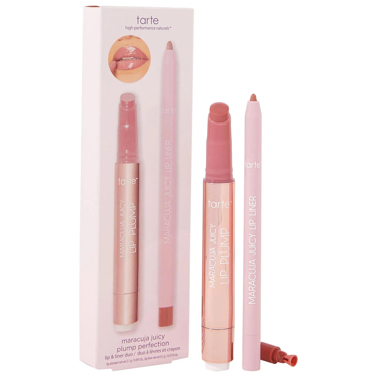 Tarte Maracuja Juicy Plump Perfection Lip & Liner Duo: Hydrating, Plumping, Cruelty-Free Lip Makeup Set by Beauty Care Bag