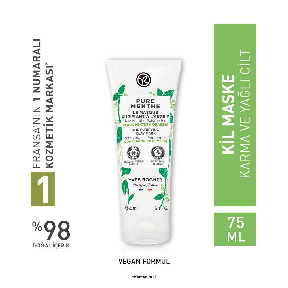 Clay Mask - Pure Menthe Clay Mask for Mixed/Oily Skin with Organic Medicinal Mint by Beauty Care Bag