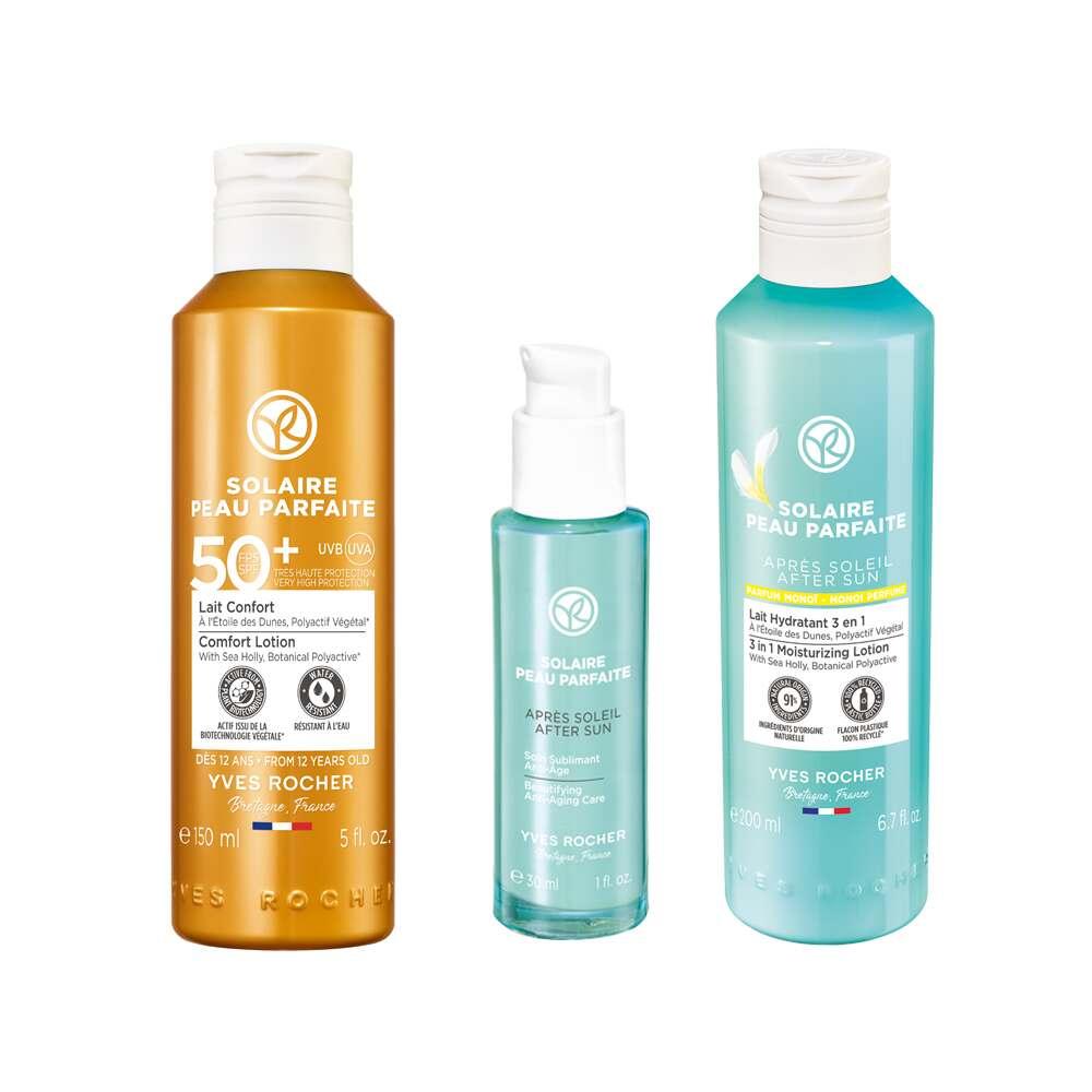 Solaire Peau Parfaite SPF 50+ Sun Protection and After-Sun Care Set - Moisturizing Face and Body Sunscreen with Anti-Aging Benefits by Beauty Care Bag