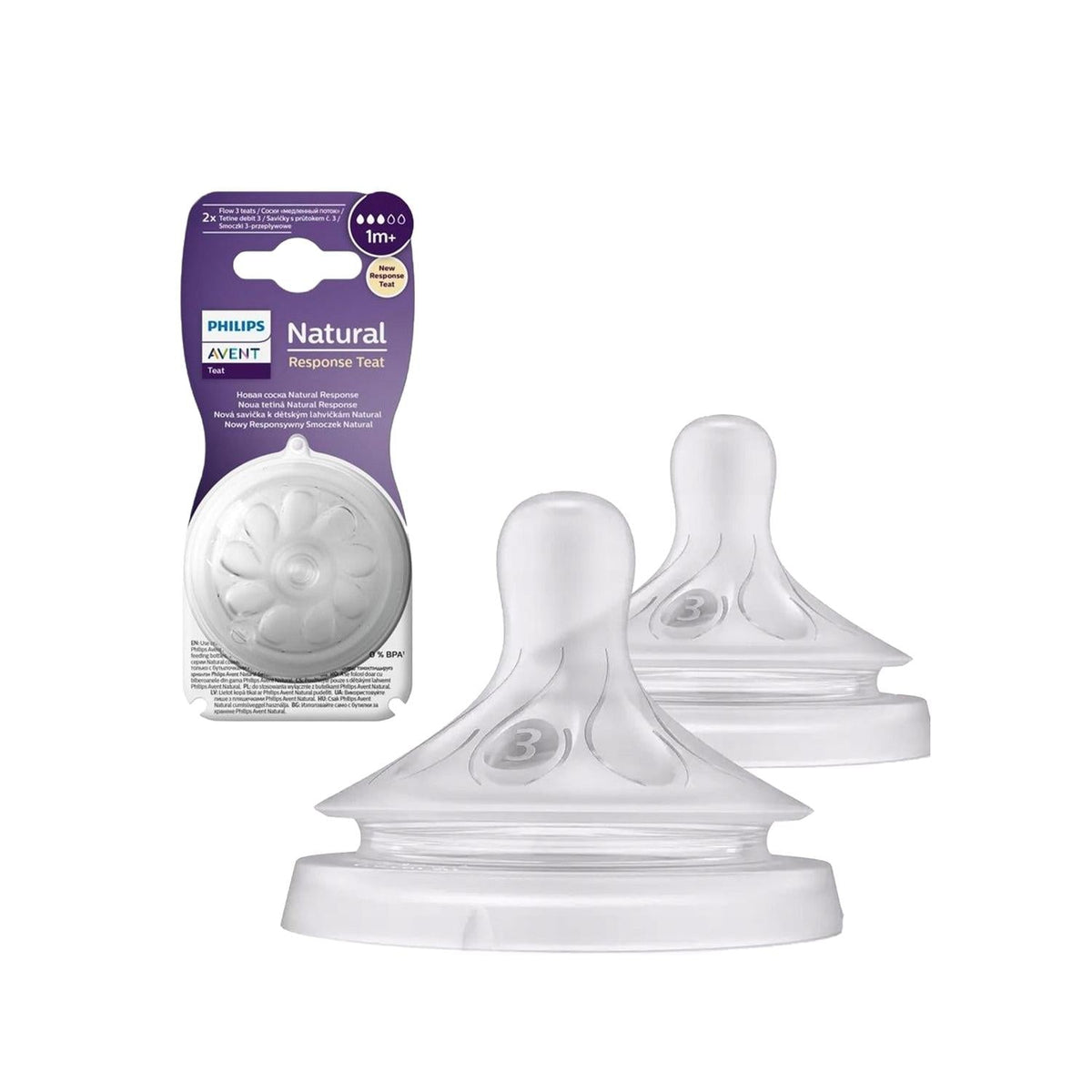 Philips Avent Natural Response Baby Bottle Nipple Size 3, 2-Pack for 1+ Month Old Babies - Compatible with Philips Avent Bottles, Promotes Smooth Breast to Bottle Transition by Beauty Care Bag