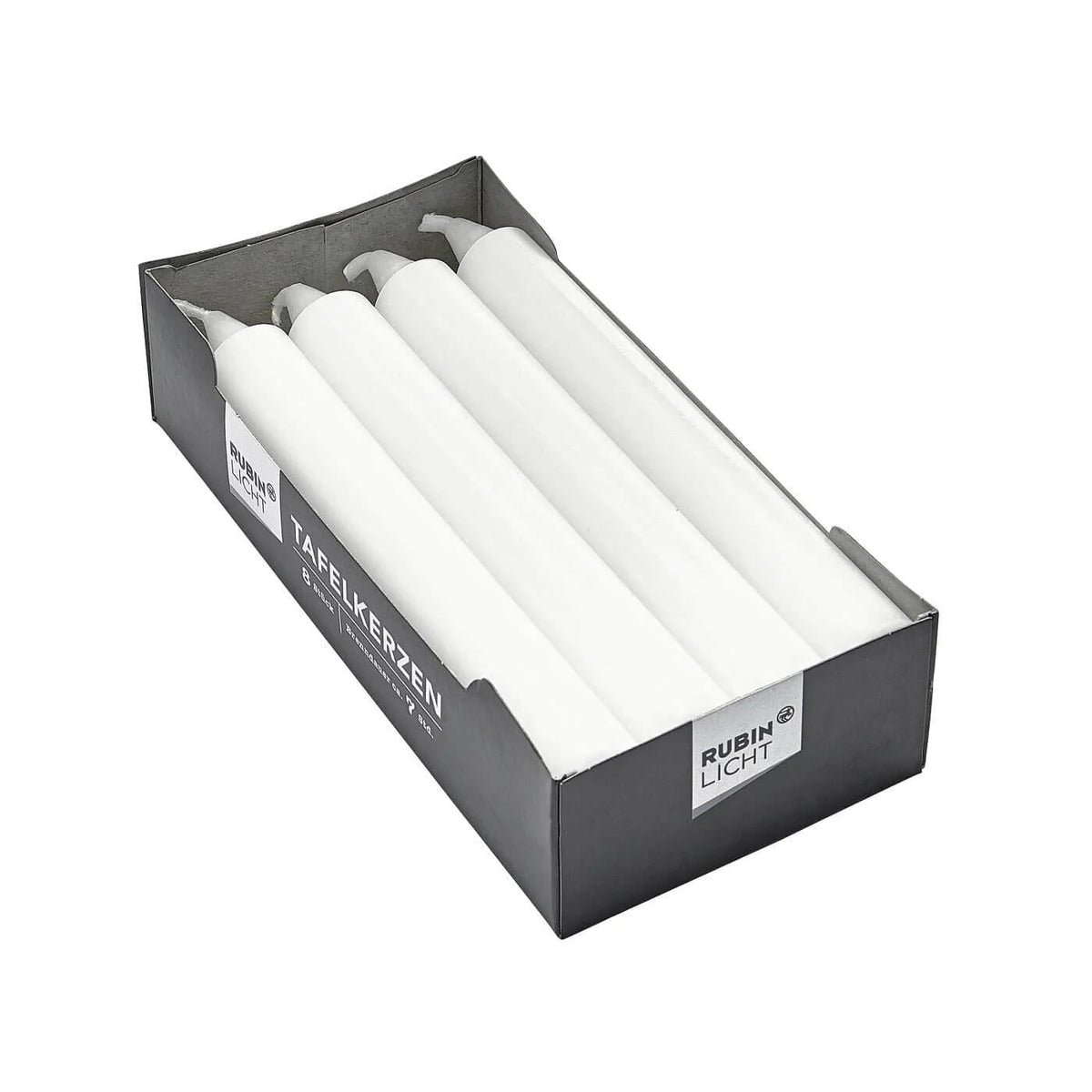 Rubin Licht White Taper Candles for Elegant Dining 8-Pack by Beauty Care Bag
