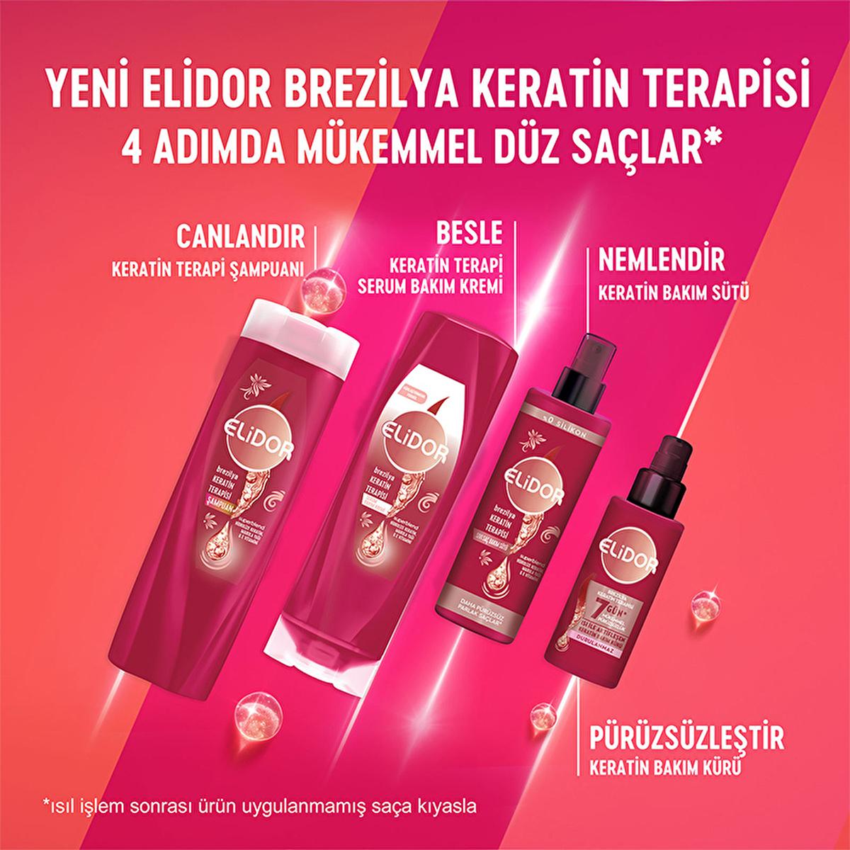 Elidor Brazilian Keratin Therapy Hair Serum - Nourishes, Smooths, and Adds Shine to Hair - 11.83 fl oz by Beauty Care Bag
