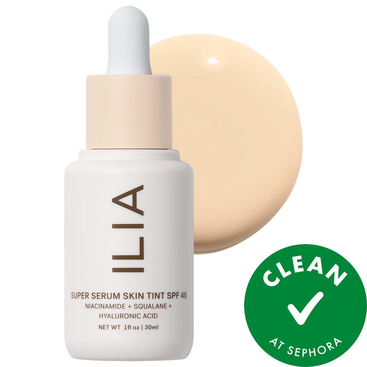 Ilia Super Serum Skin Tint SPF 40: Vegan Hyaluronic Acid & Niacinamide Foundation for Dewy, Light Coverage & Sun Protection by Beauty Care Bag