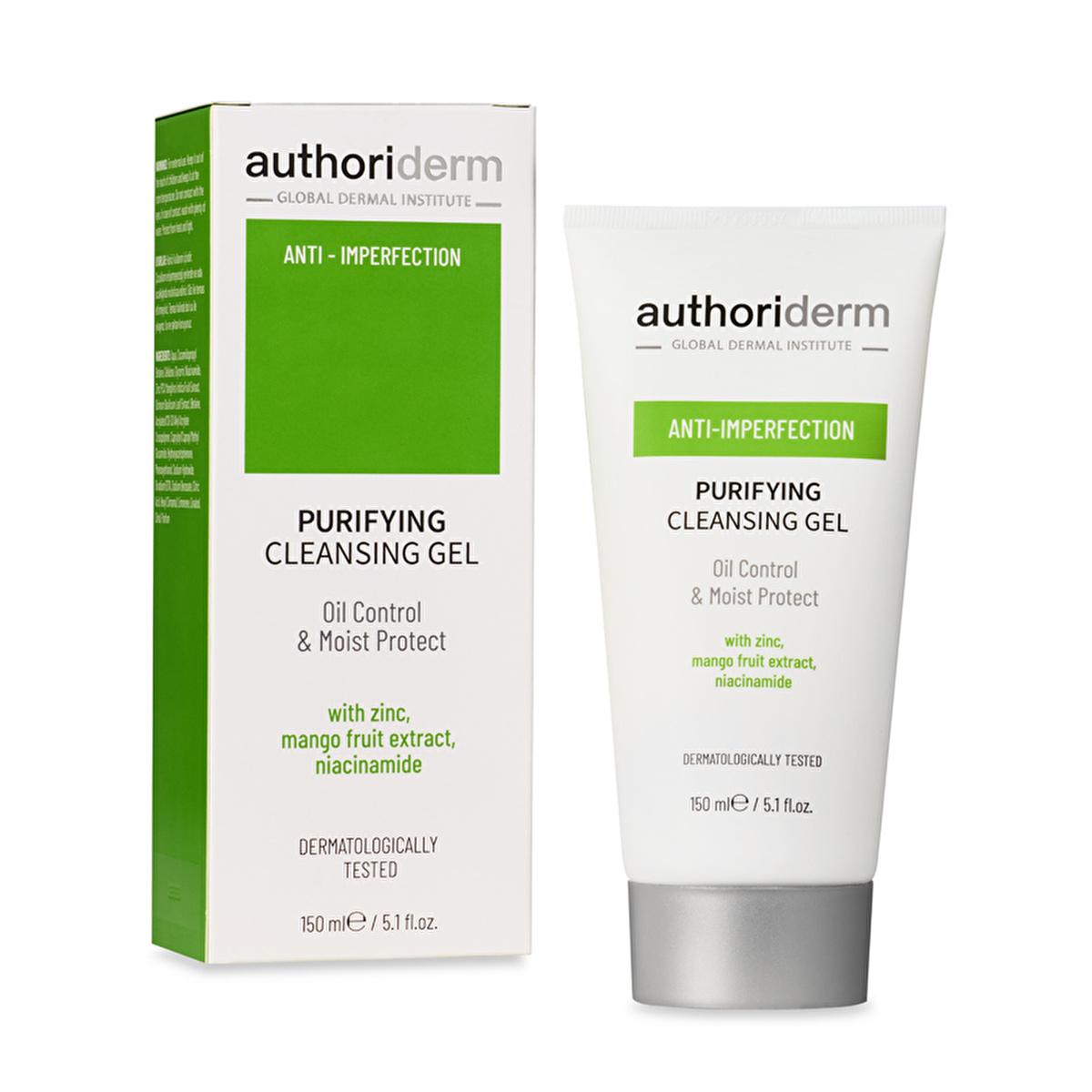 Authoriderm: Gentle Cleansing Gel for Oily & Combination Skin - Control Shine, Minimize Pores, Purifying Facial Wash, Reduce Sebum - 150ml by Beauty Care Bag