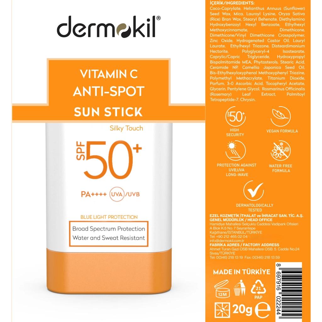 Dermokil Vitamin C Sunscreen Stick SPF 50+ for Brightening 20g by Beauty Care Bag