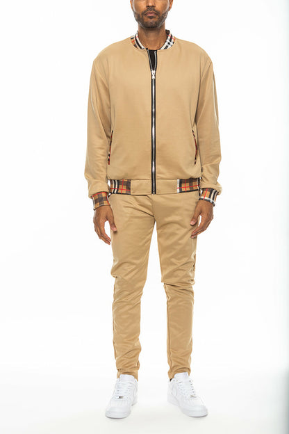 Checkered Detail Track Jacket Set by Lime Milo