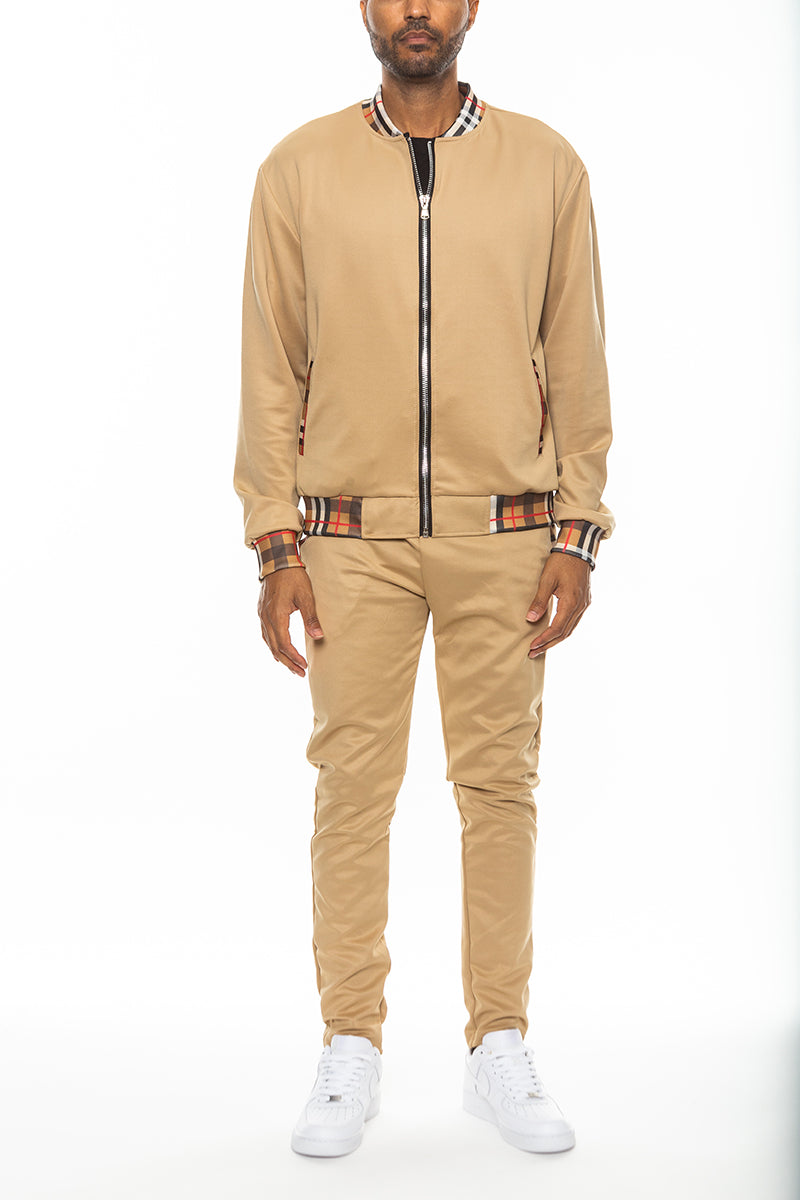 Checkered Detail Track Jacket Set by Lime Milo