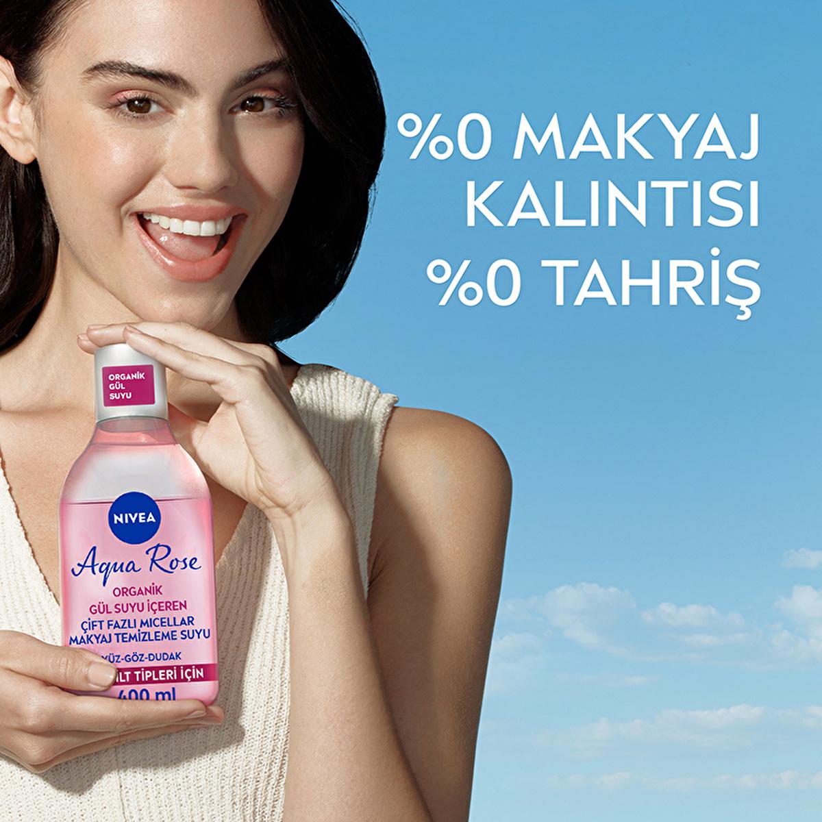 NIVEA Aqua Rose Micellar Makeup Remover - Gentle & Effective Dual-Phase Formula (13.53 fl oz) by Beauty Care Bag