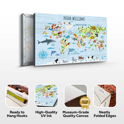 Animals And Countries Map Sign by Tailored Canvases