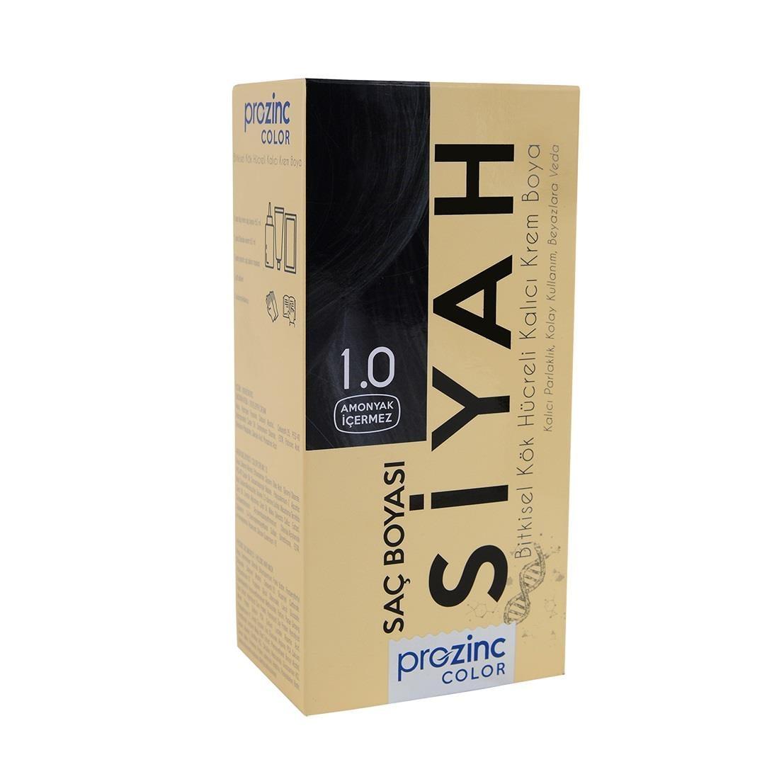 Prozinc Color Permanent Hair Dye 1.0 Black for Vibrant Shine by Beauty Care Bag
