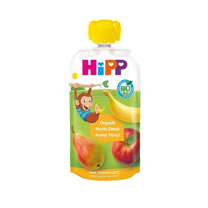 HiPP Organic Banana Apple & Pear Fruit Puree for Babies 100g by Beauty Care Bag