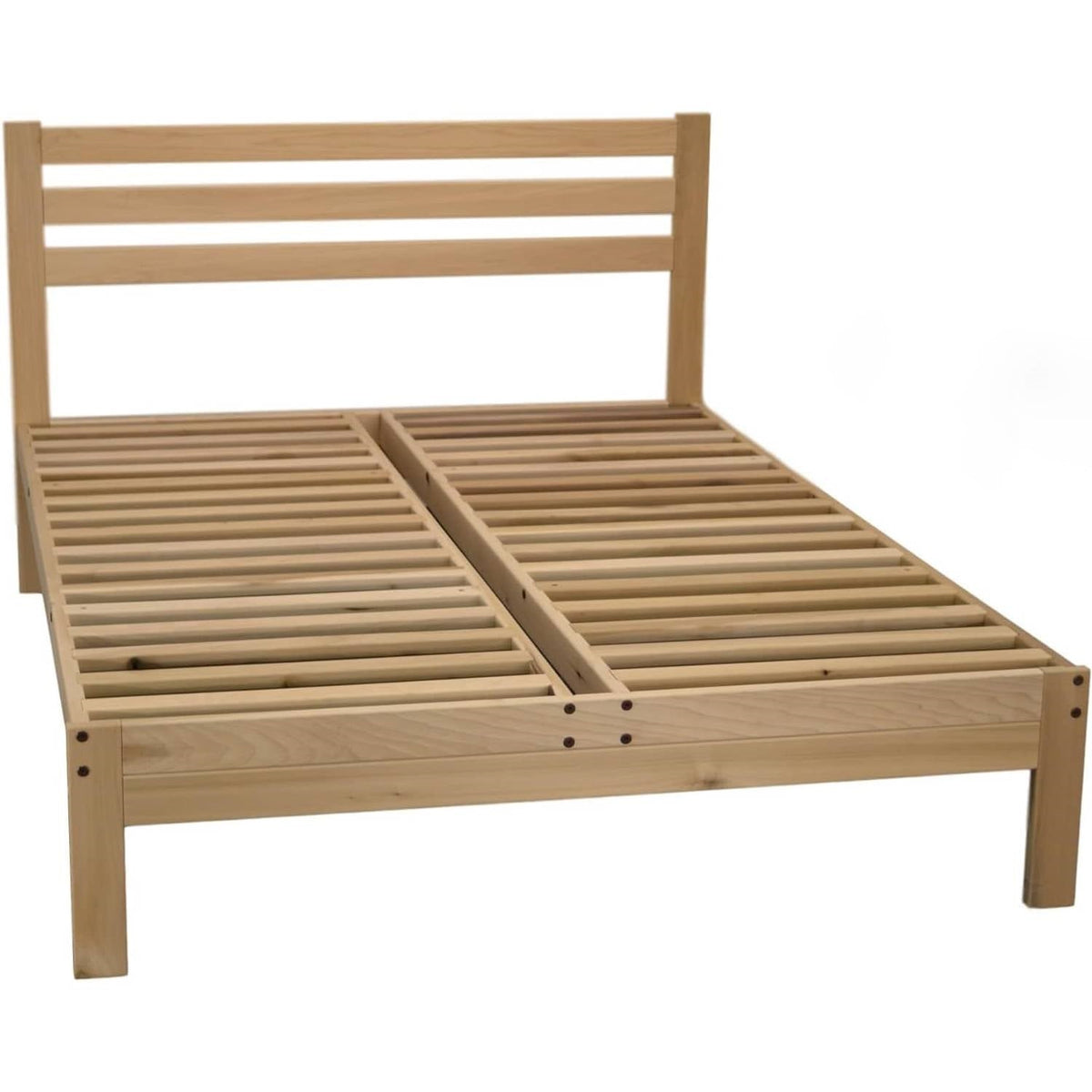 King size Solid Wood Platform Bed Frame with Slatted Headboard - Made in USA by HomePacific