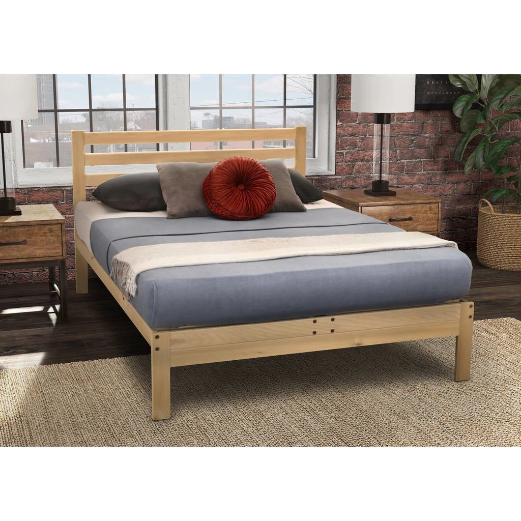 King size Solid Wood Platform Bed Frame with Slatted Headboard - Made in USA by HomePacific